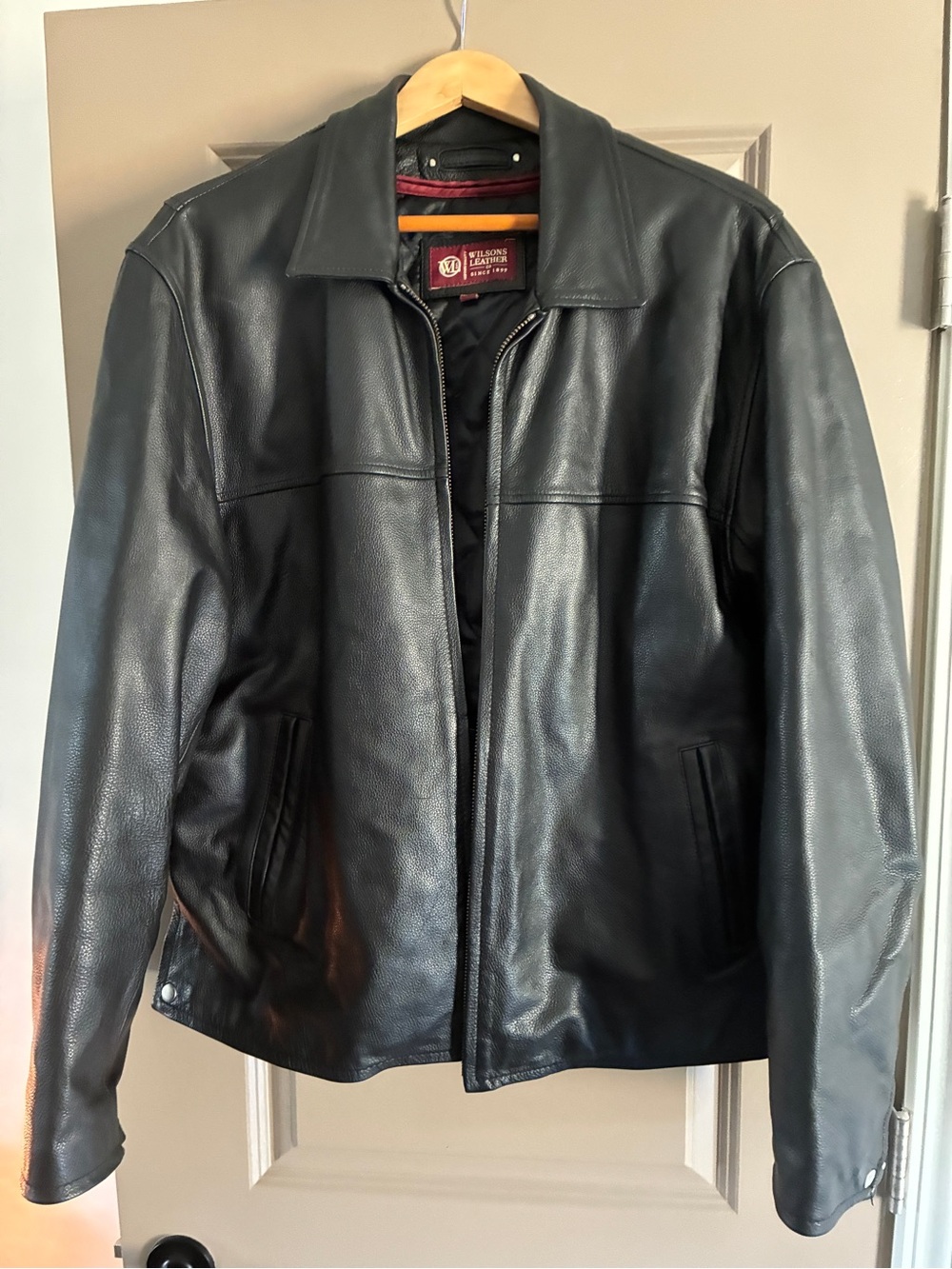 Wilsons Leather Men's Black Leather Bomber Jacket
